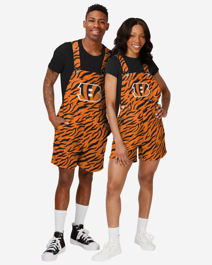 Cincinnati Bengals Womens Tiger Stripe Thematic Bib Shortalls FOCO - FOCO.com
