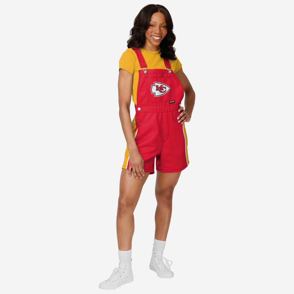 Kansas City Chiefs Womens Team Stripe Bib Shortalls FOCO XS - FOCO.com