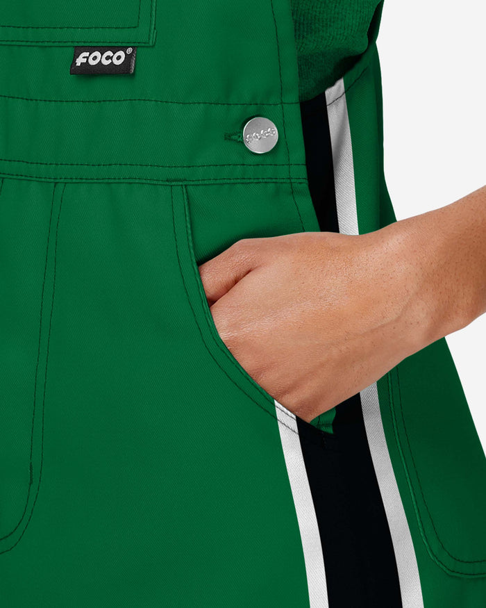 Philadelphia Eagles Womens Kelly Green Team Stripe Bib Shortalls FOCO - FOCO.com