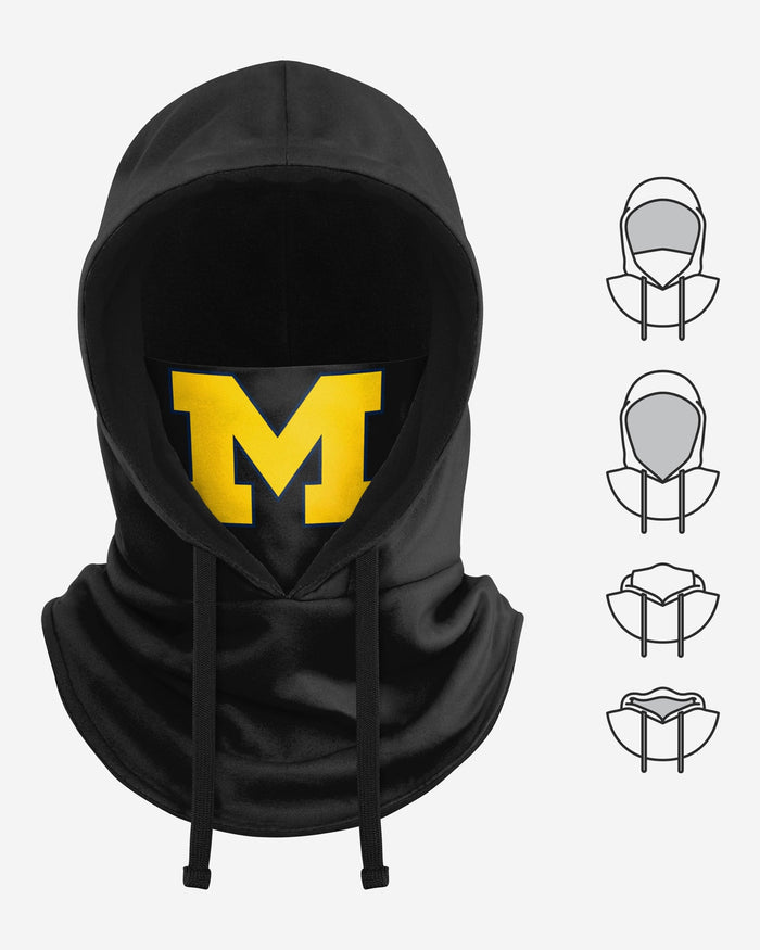 Michigan Wolverines Black Drawstring Hooded Gaiter FOCO - FOCO.com