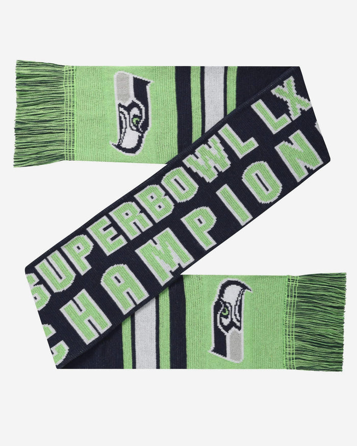 Seattle Seahawks Super Bowl LX Champions Acrylic Scarf FOCO - FOCO.com