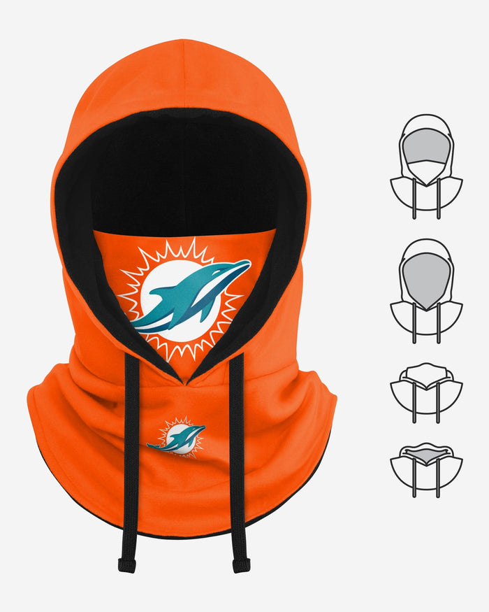 Miami Dolphins Alternate Team Color Drawstring Hooded Gaiter FOCO - FOCO.com