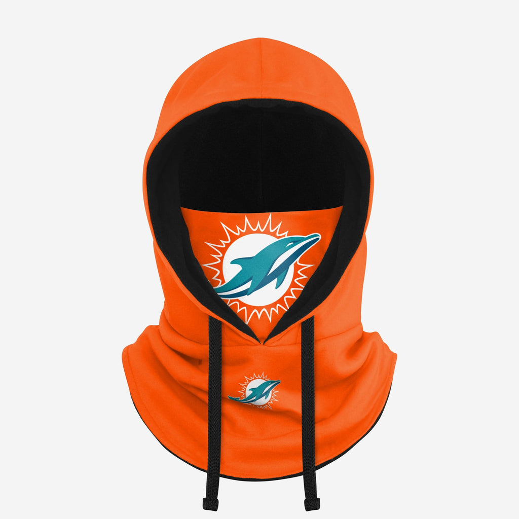 Miami Dolphins Alternate Team Color Drawstring Hooded Gaiter FOCO - FOCO.com