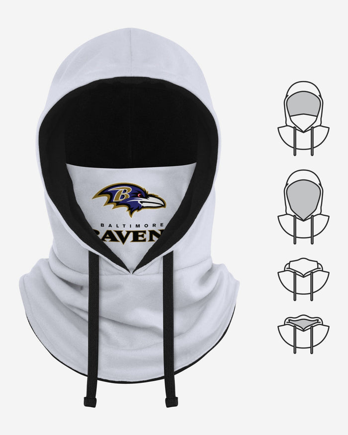 Baltimore Ravens White Drawstring Hooded Gaiter FOCO - FOCO.com