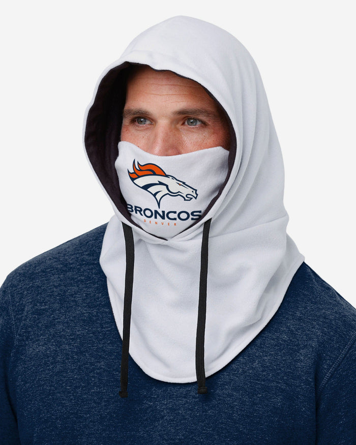 Denver Broncos White Drawstring Hooded Gaiter FOCO - FOCO.com