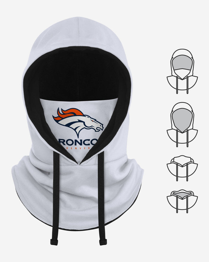 Denver Broncos White Drawstring Hooded Gaiter FOCO - FOCO.com
