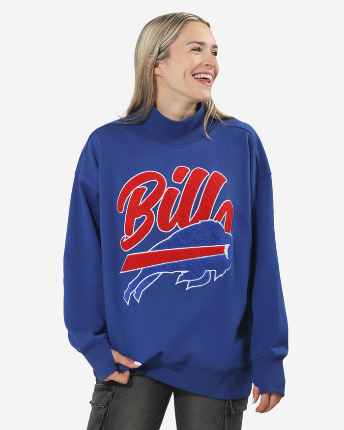 Buffalo Bills Chenille Logo Oversized Mockneck Sweatshirt FOCO S - FOCO.com