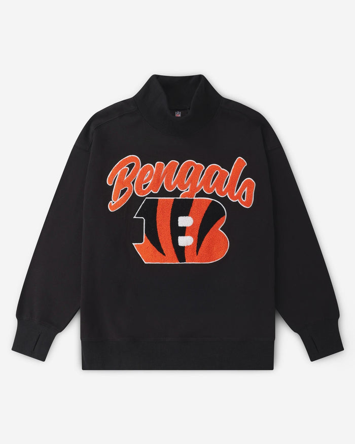 Cincinnati Bengals Chenille Logo Oversized Mockneck Sweatshirt FOCO S - FOCO.com