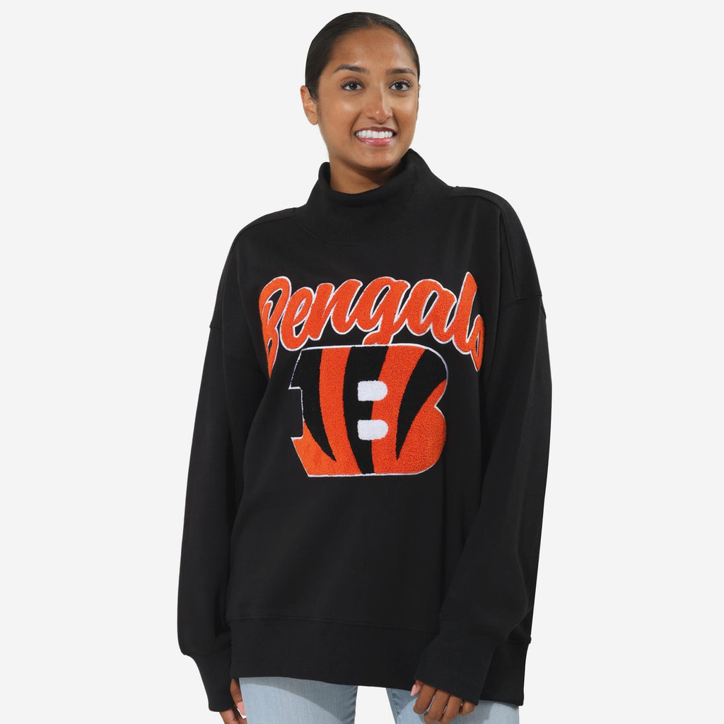 Cincinnati Bengals Chenille Logo Oversized Mockneck Sweatshirt FOCO S - FOCO.com