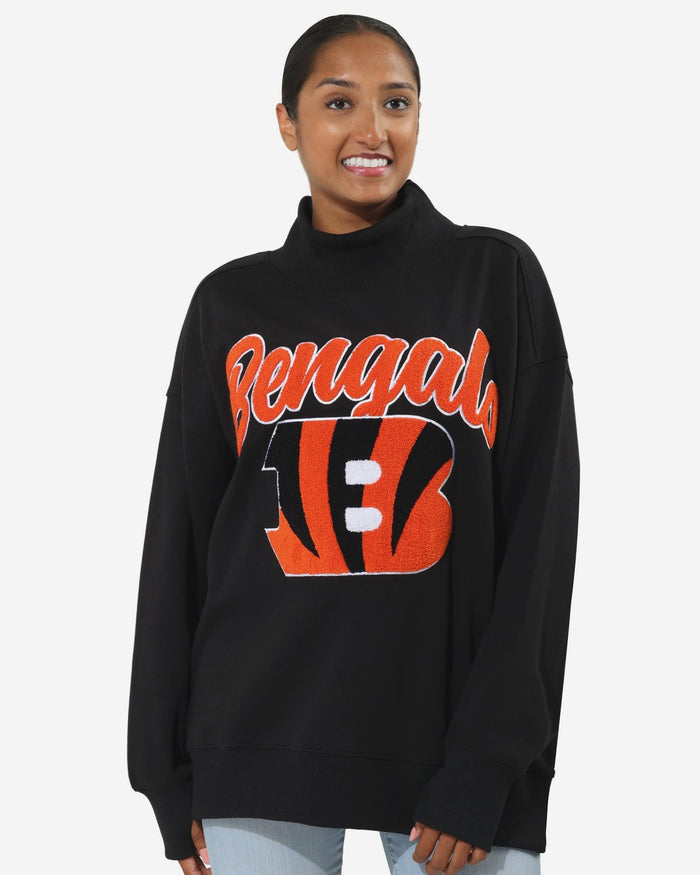 Cincinnati Bengals Chenille Logo Oversized Mockneck Sweatshirt FOCO S - FOCO.com