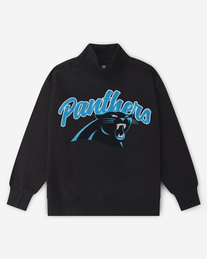 Carolina Panthers Chenille Logo Oversized Mockneck Sweatshirt FOCO S - FOCO.com