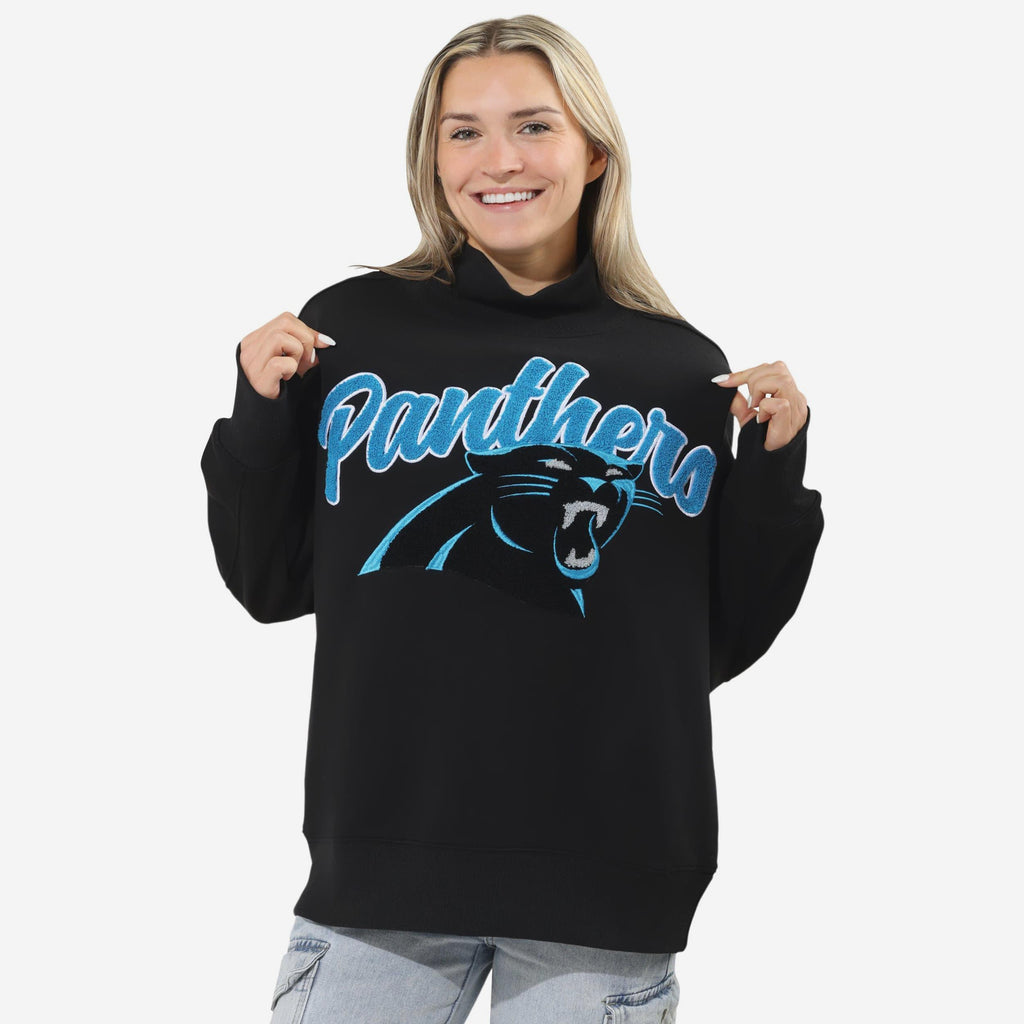 Carolina Panthers Chenille Logo Oversized Mockneck Sweatshirt FOCO S - FOCO.com