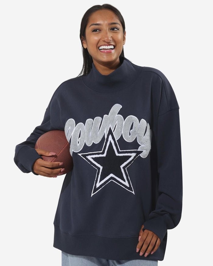 Dallas Cowboys Chenille Logo Oversized Mockneck Sweatshirt FOCO S - FOCO.com