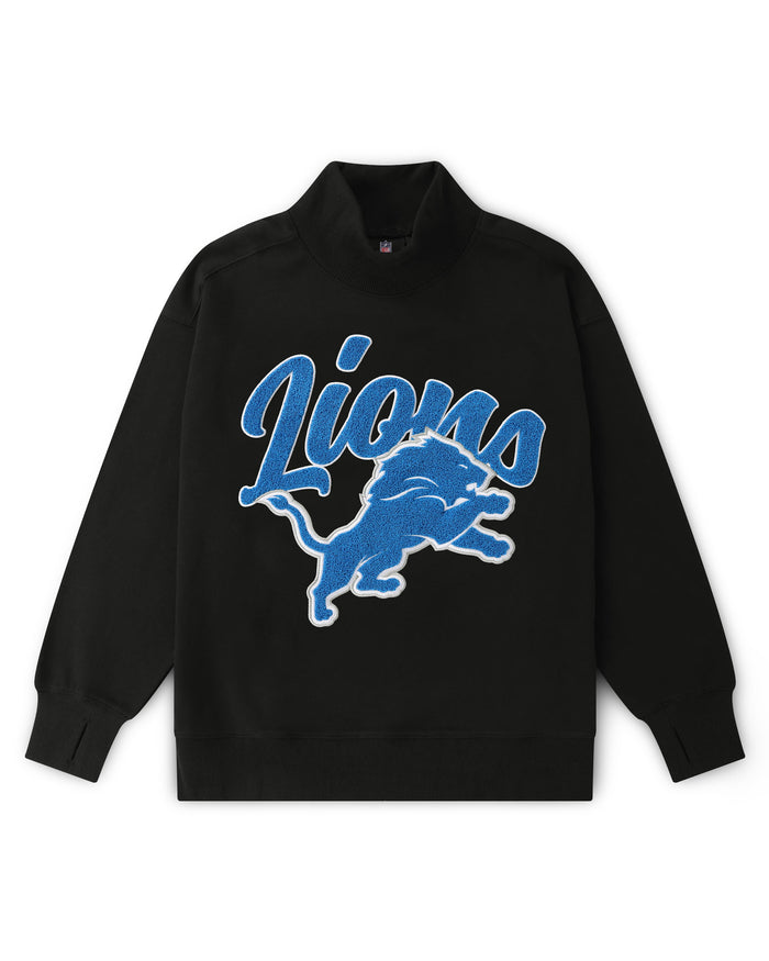 Detroit Lions Womens Chenille Oversized Mockneck Sweatshirt FOCO S - FOCO.com