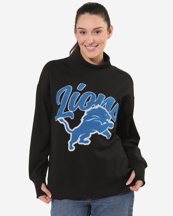 Detroit Lions Womens Chenille Oversized Mockneck Sweatshirt FOCO S - FOCO.com