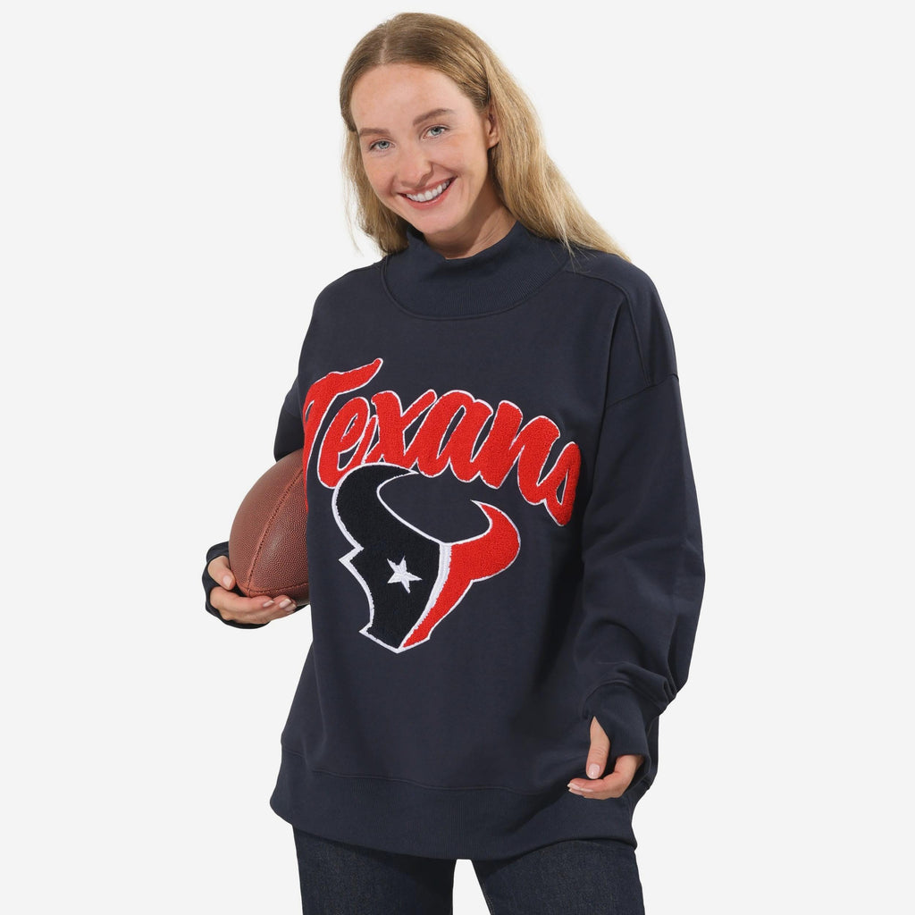 Houston Texans Chenille Logo Oversized Mockneck Sweatshirt FOCO S - FOCO.com