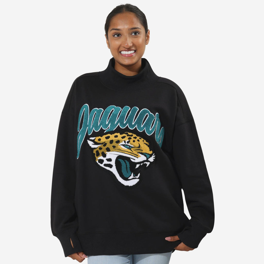 Jacksonville Jaguars Chenille Logo Oversized Mockneck Sweatshirt FOCO S - FOCO.com