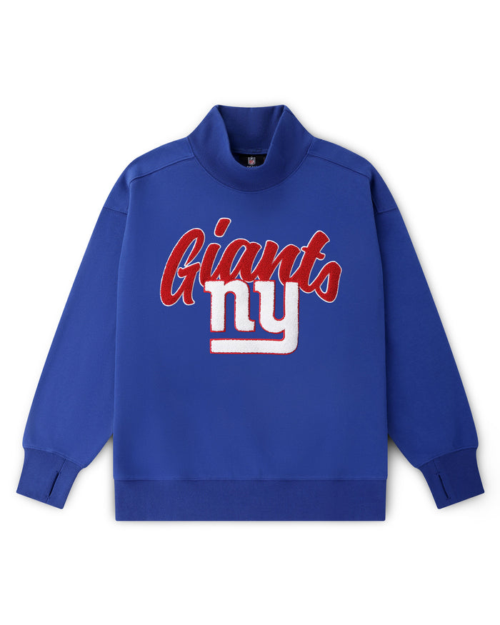 New York Giants Womens Chenille Oversized Mockneck Sweatshirt FOCO S - FOCO.com