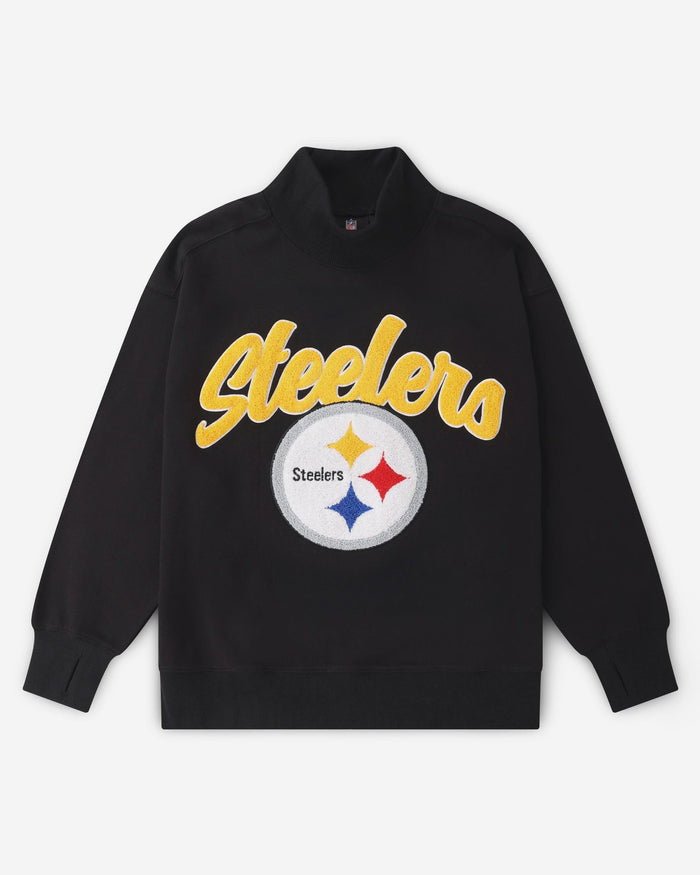 Pittsburgh Steelers Chenille Logo Oversized Mockneck Sweatshirt FOCO S - FOCO.com