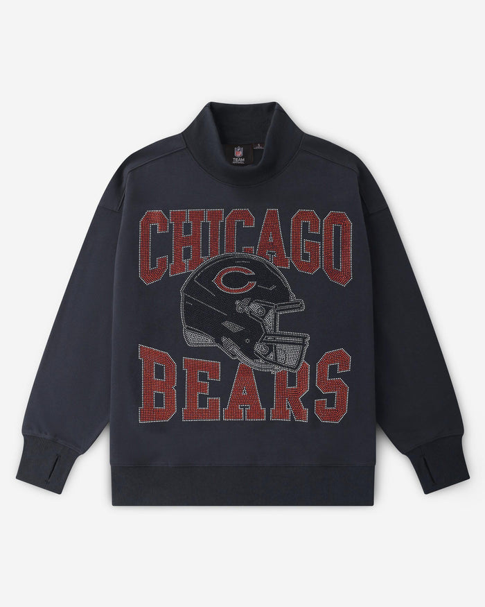 Chicago Bears Rhinestone Logo Mock Neck Oversized Sweater FOCO S - FOCO.com
