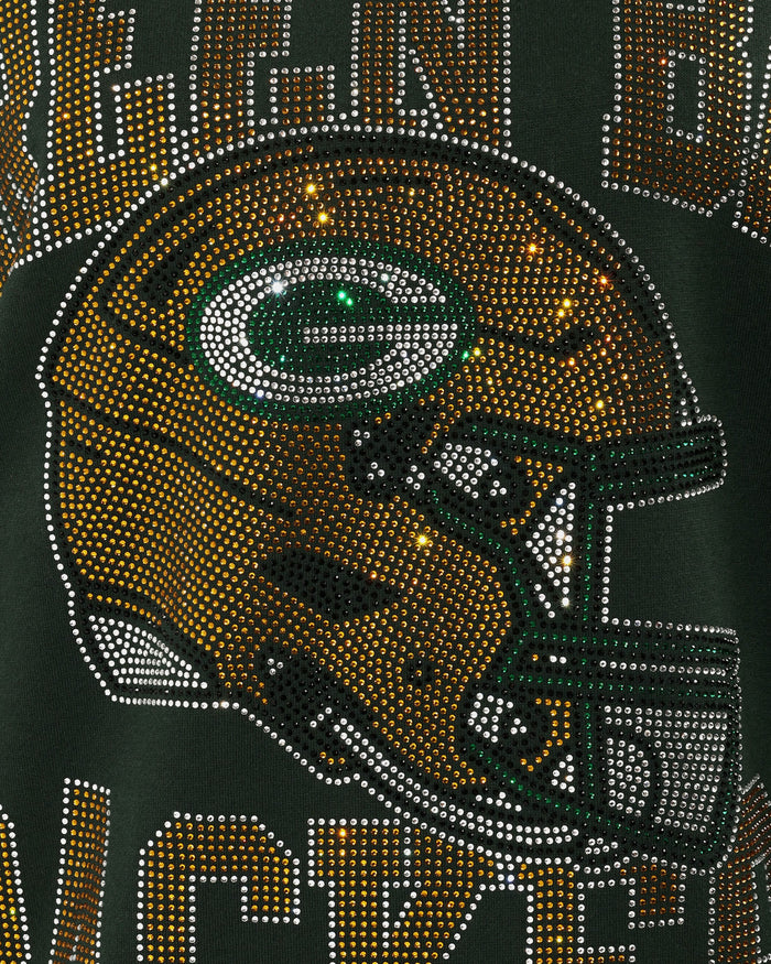Green Bay Packers Rhinestone Logo Mock Neck Oversized Sweater FOCO S - FOCO.com