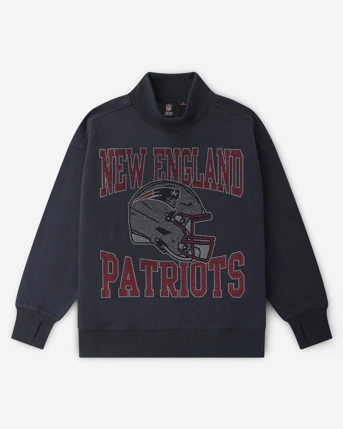 New England Patriots Rhinestone Logo Mock Neck Oversized Sweater FOCO S - FOCO.com