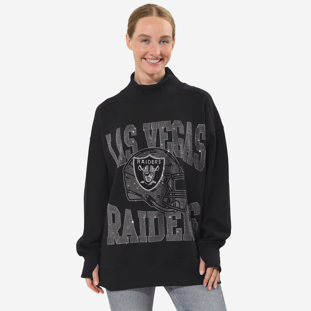 Las Vegas Raiders Rhinestone Logo Mock Neck Oversized Sweater FOCO S - FOCO.com