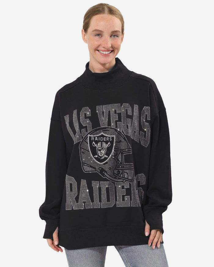 Las Vegas Raiders Rhinestone Logo Mock Neck Oversized Sweater FOCO S - FOCO.com