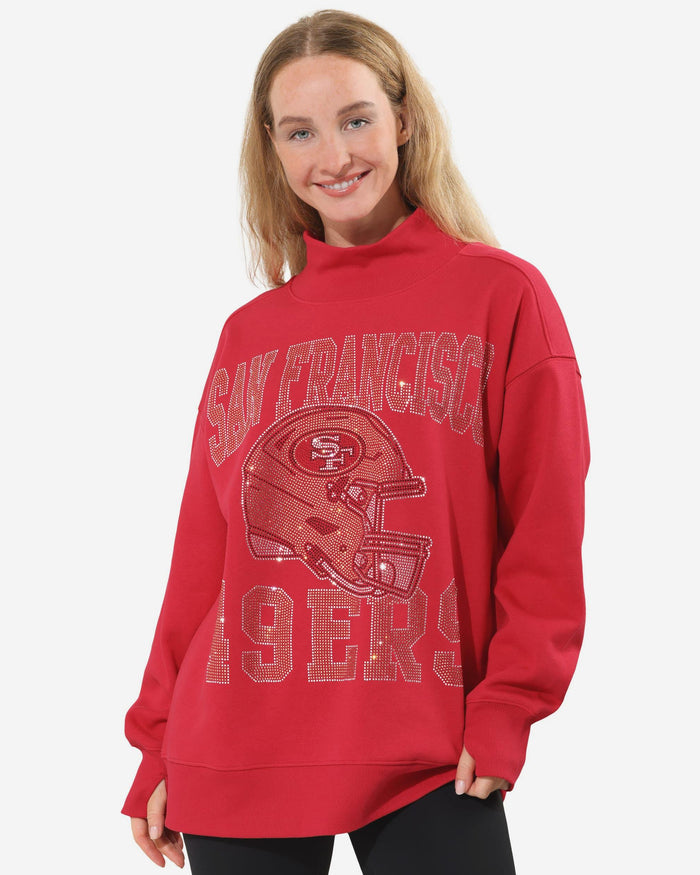 San Francisco 49ers Rhinestone Logo Mock Neck Oversized Sweater FOCO S - FOCO.com