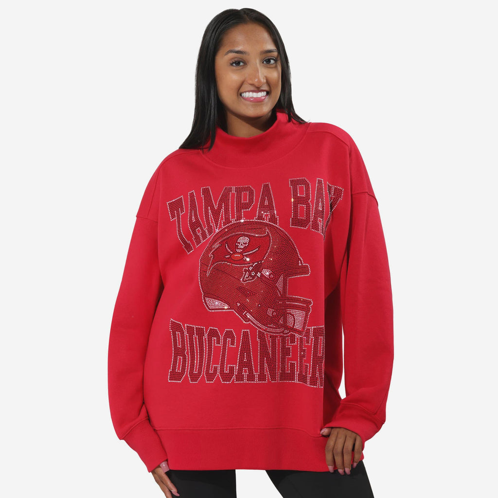 Tampa Bay Buccaneers Rhinestone Logo Mock Neck Oversized Sweater FOCO S - FOCO.com