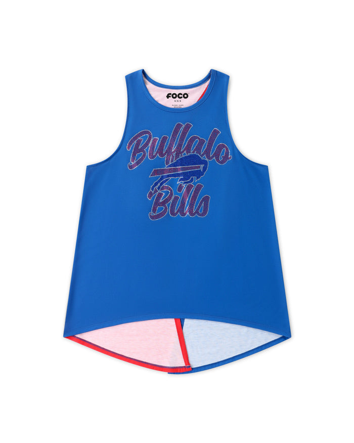 Buffalo Bills Rhinestone Tie-Breaker Sleeveless Top