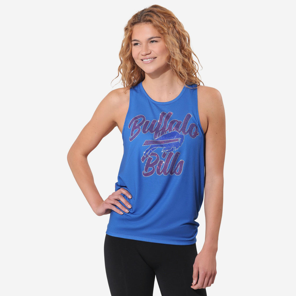 Buffalo Bills Rhinestone Tie-Breaker Sleeveless Top FOCO S - FOCO.com
