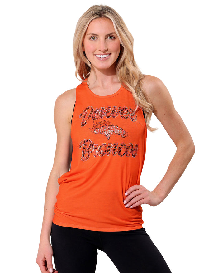 Denver Broncos Rhinestone Tie-Breaker Sleeveless Top