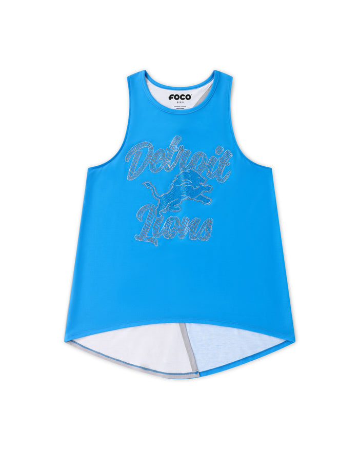 Detroit Lions Rhinestone Tie-Breaker Sleeveless Top