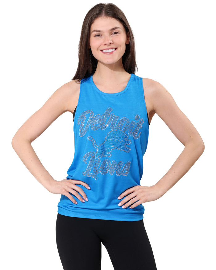 Detroit Lions Rhinestone Tie-Breaker Sleeveless Top