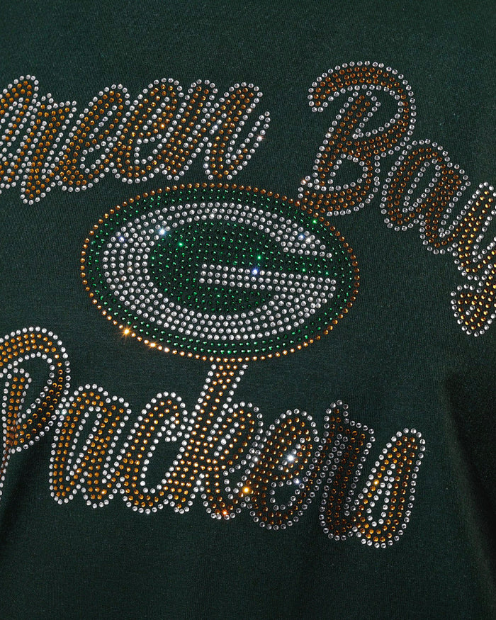 Green Bay Packers Rhinestone Tie-Breaker Sleeveless Top