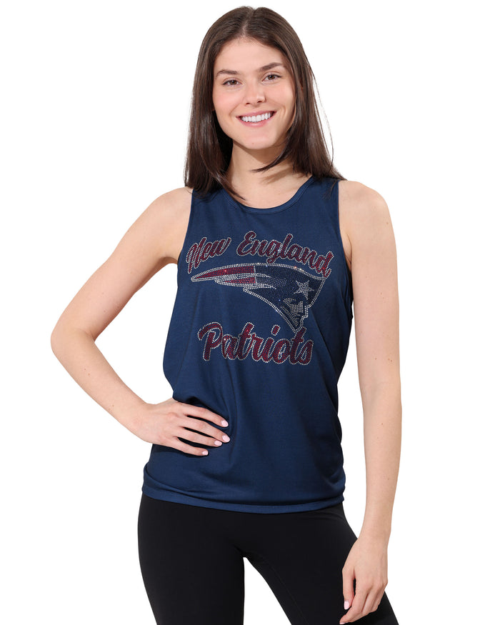 New England Patriots Rhinestone Tie-Breaker Sleeveless Top