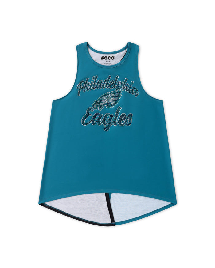 Philadelphia Eagles Rhinestone Tie-Breaker Sleeveless Top