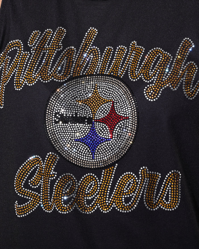Pittsburgh Steelers Rhinestone Tie-Breaker Sleeveless Top