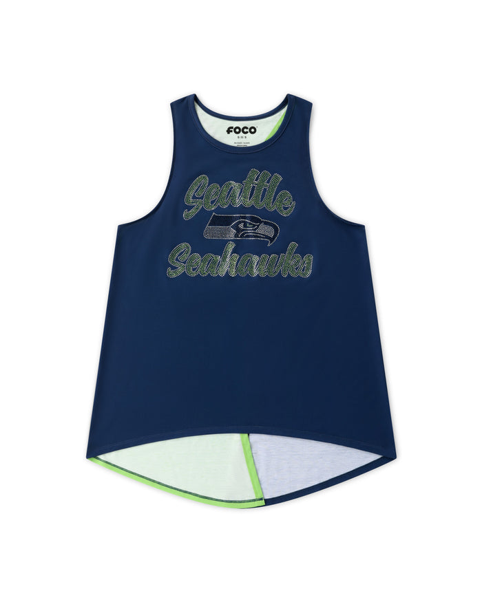Seattle Seahawks Rhinestone Tie-Breaker Sleeveless Top