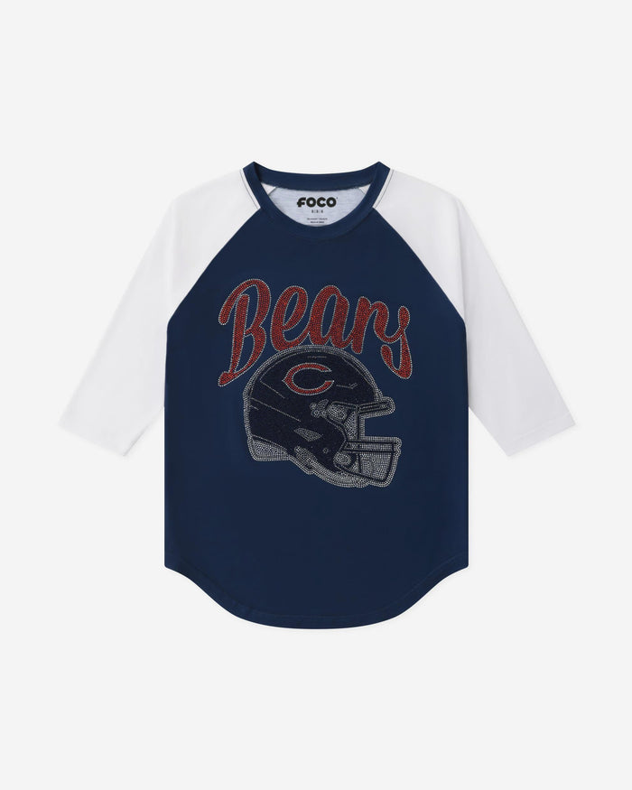 Chicago Bears Rhinestone Raglan T-Shirt FOCO S - FOCO.com