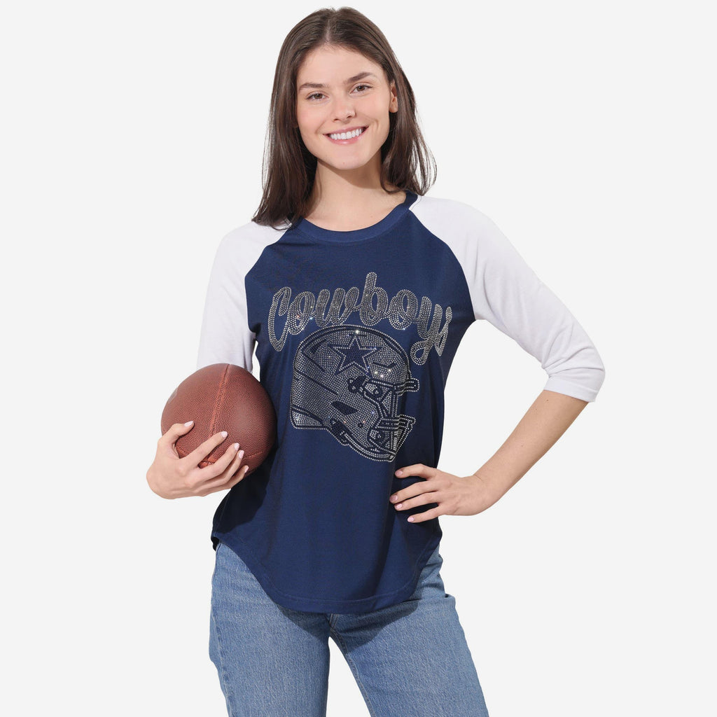 Dallas Cowboys Rhinestone Raglan T-Shirt FOCO S - FOCO.com