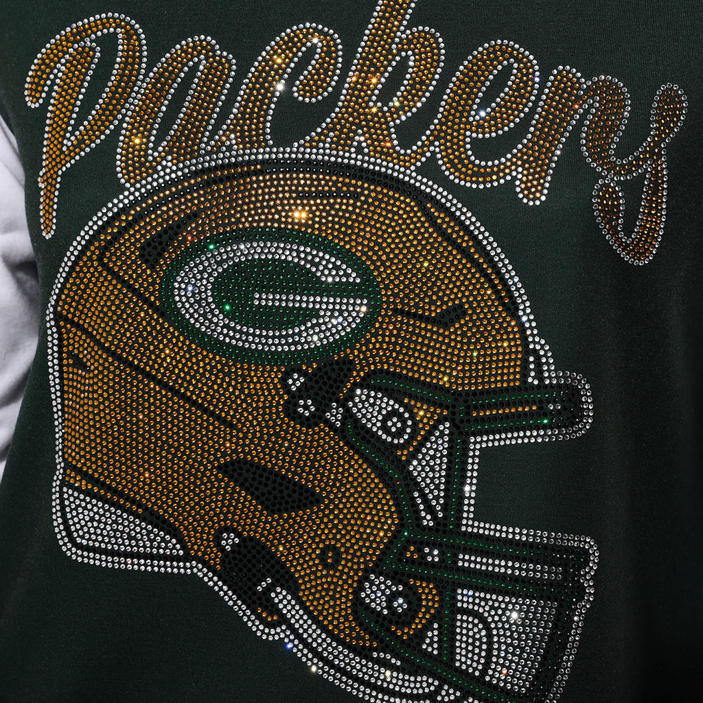Green Bay Packers Rhinestone Raglan T-Shirt FOCO