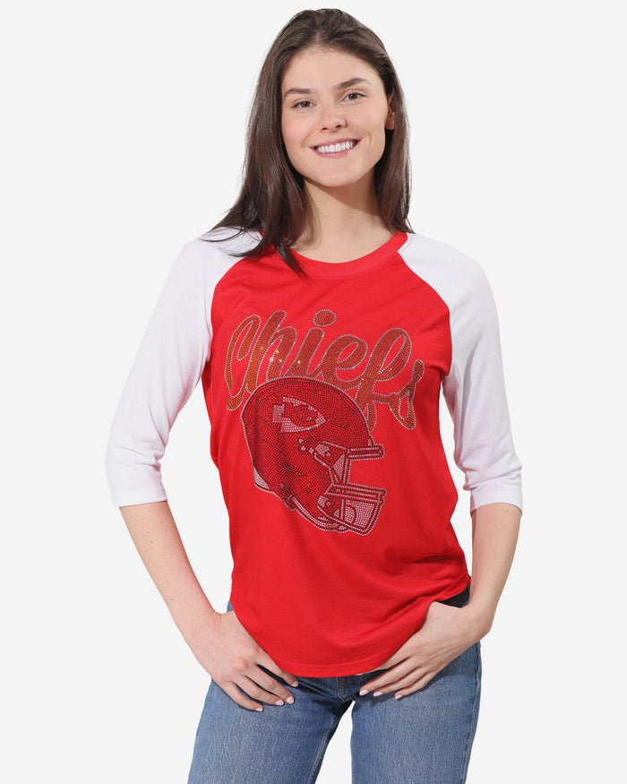 Kansas City Chiefs Rhinestone Raglan T-Shirt FOCO S - FOCO.com