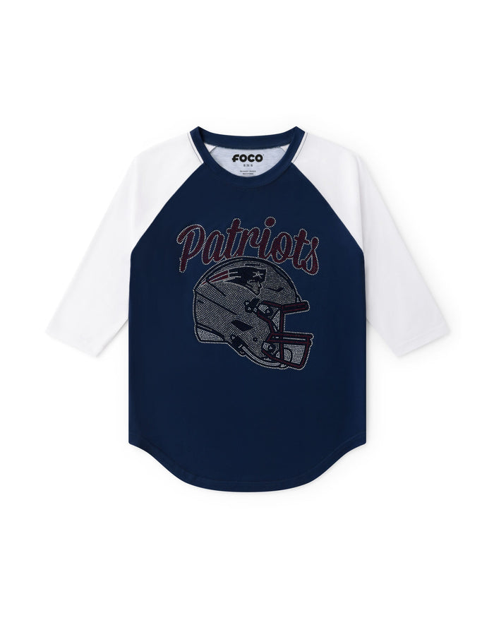 New England Patriots Rhinestone Raglan T-Shirt FOCO S - FOCO.com