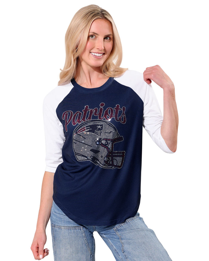 New England Patriots Rhinestone Raglan T-Shirt FOCO S - FOCO.com