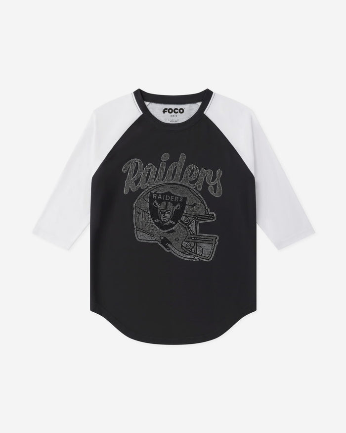 Las Vegas Raiders Rhinestone Raglan T-Shirt FOCO S - FOCO.com