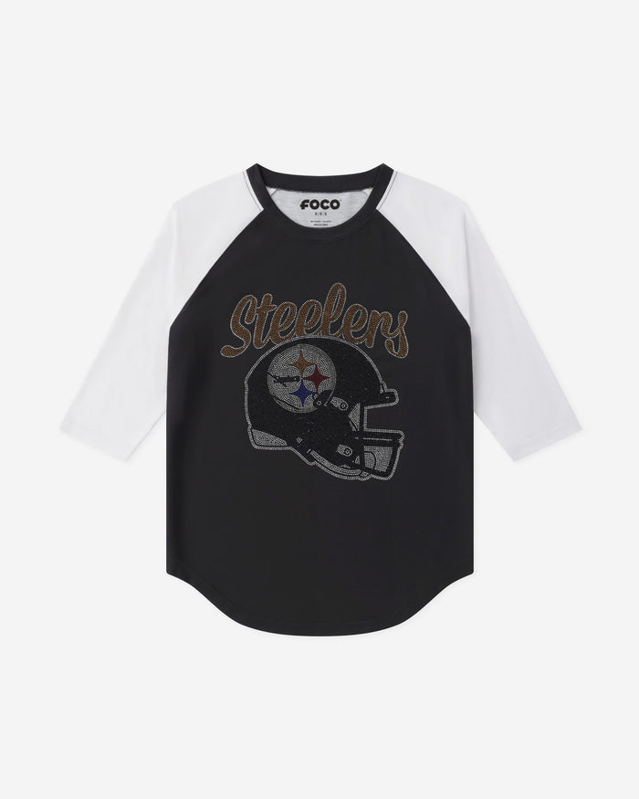 Pittsburgh Steelers Rhinestone Raglan T-Shirt FOCO S - FOCO.com