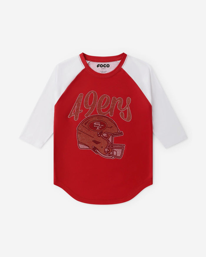 San Francisco 49ers Rhinestone Raglan T-Shirt FOCO S - FOCO.com