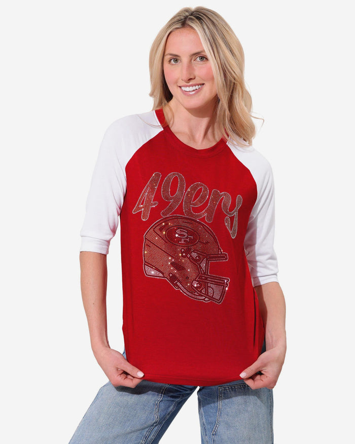 San Francisco 49ers Rhinestone Raglan T-Shirt FOCO S - FOCO.com